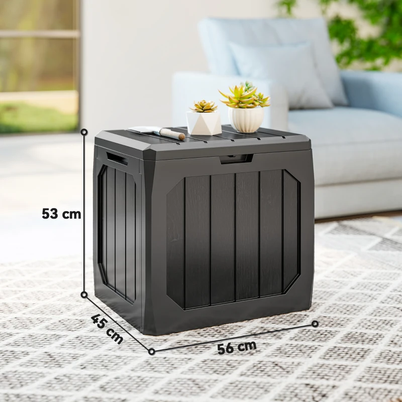 Outsunny 121L Plastic Garden Storage Box, Outdoor Storage Box with Handles, Black