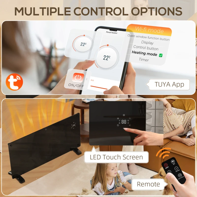 HOMCOM 2000W 5-35℃ Smart Control Heater - Black