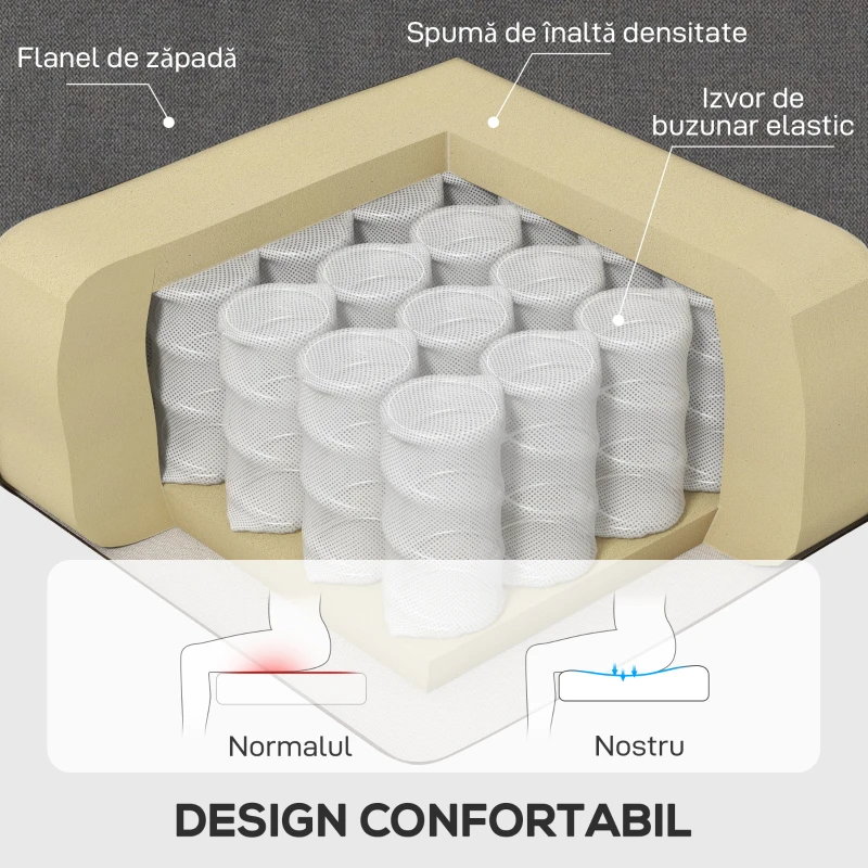 HOMCOM Fotoliu de Living Stil Francez cu Perne Detașabile Gri