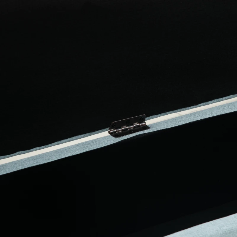 HOMCOM Banco com arrumação Banco estofado com efeito linho, baú com pernas de madeira, banco-baú para sala de estar quarto corredor 110 x 39 x 45 cm, Verde claro