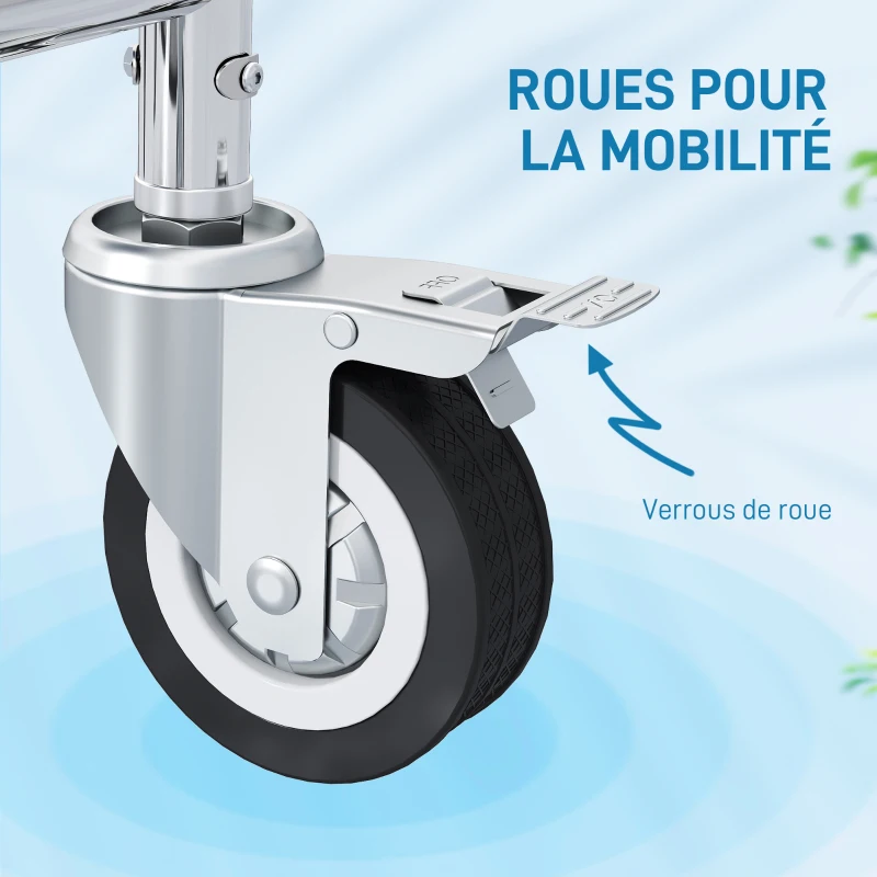 HOMCOM Cadeira sanitária adulta com rodas, cadeira de banho com apoio para pés, encosto e apoios de braço, 53x97x97cm, cinza