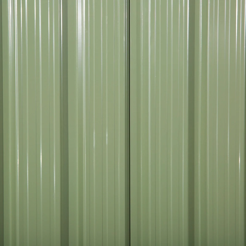 Outsunny Casetta da Giardino Porta Utensili in Lamiera di Acciaio, Capanno da Giardino in Acciaio con Porte Scorrevoli, 143x89x186cm, Verde Chiaro