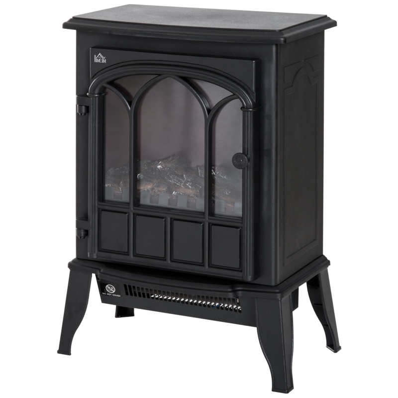 Camino Elettrico Da Terra HOMCOM 1000W/2000W Con Effetto Fiamma Regolabile - 39x23x56.5 Cm