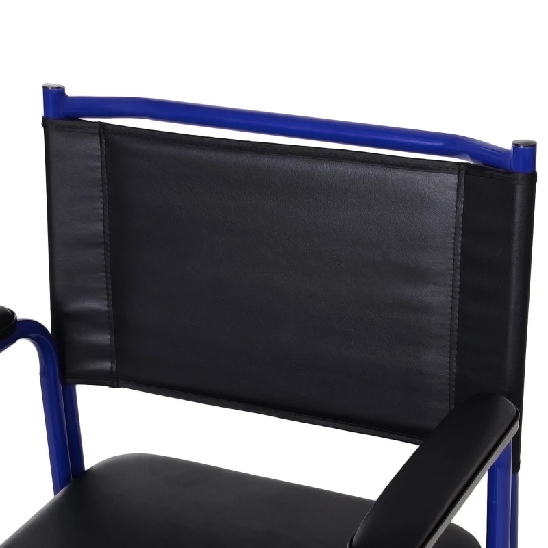 HOMCOM Cadeira de Rodas para Banho com Vaso Removível em Tubos de Ferro e PVC 87 x 57 x 92cm