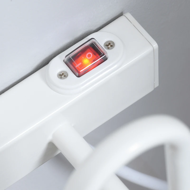 HOMCOM secador elétrico de parede para sapatos, até 55 °C, aço, branco, 76 x 13 x 17 cm