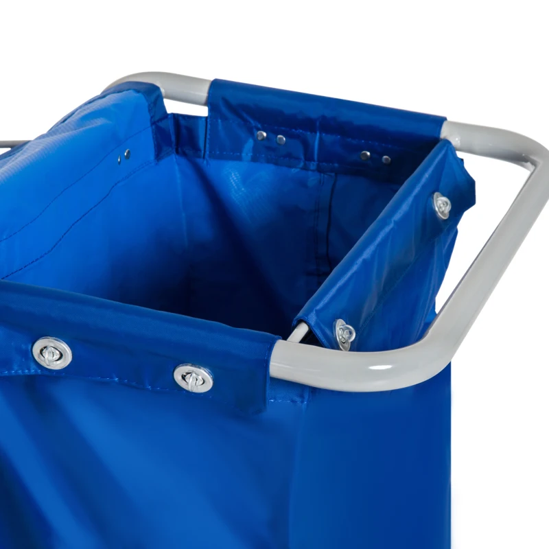 HOMCOM Schoonmaakwagen schoonmaaktrolley met wielen 4 verrijdbare emmers, dweilwagen, blauwe systeemwagen