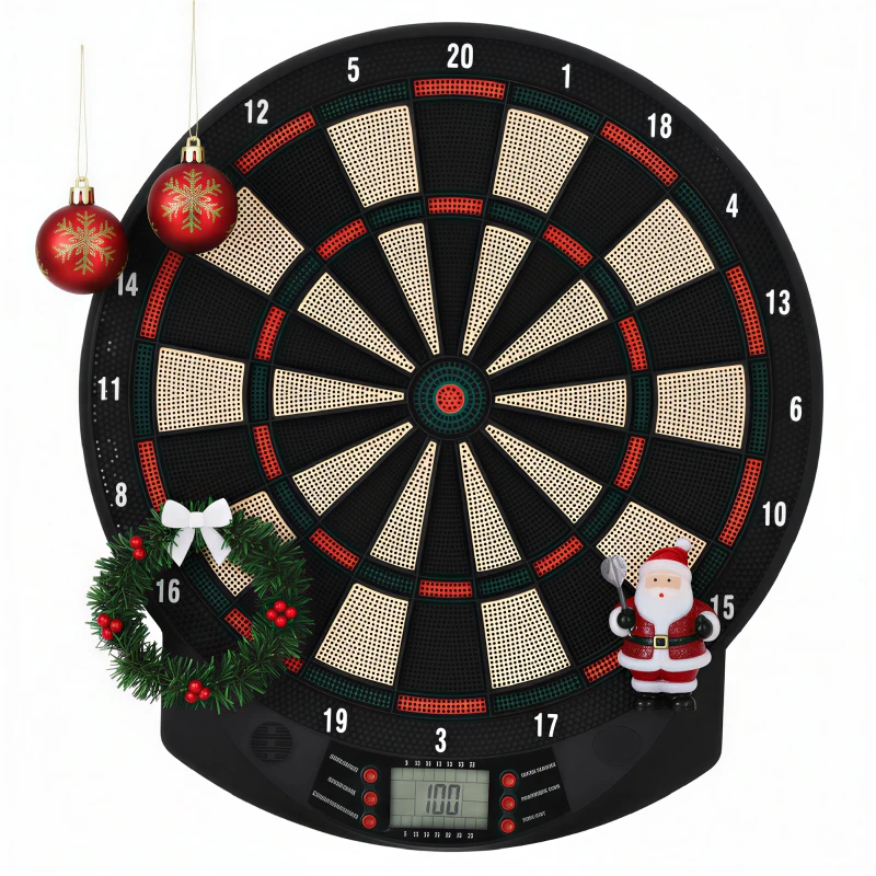 HOMCOM Alvo de jogo de dardos eletrónico 26 jogos principais e 185 variações alvo eletrónico para 8 jogadores 30 pontas dardo ecrã LCD altifalante preto