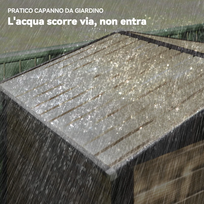 Outsunny Casetta da Giardino in Acciaio con Prese d'Aria e Catenaccio, 1.9x1.3m, Colore Quercia