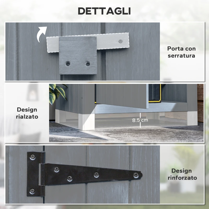 Outsunny Casetta Porta Attrezzi in Legno a 3 Mensole con Tetto Impermeabile in Bitume, 77.5x54.2x179.5 cm, Grigio
