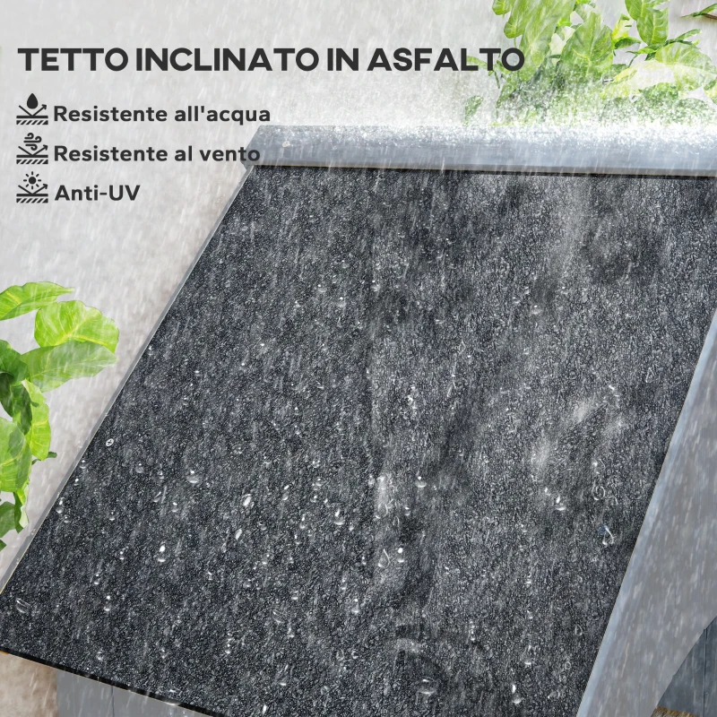 Outsunny Casetta Porta Attrezzi in Legno a 3 Mensole con Tetto Impermeabile in Bitume, 77.5x54.2x179.5 cm, Grigio