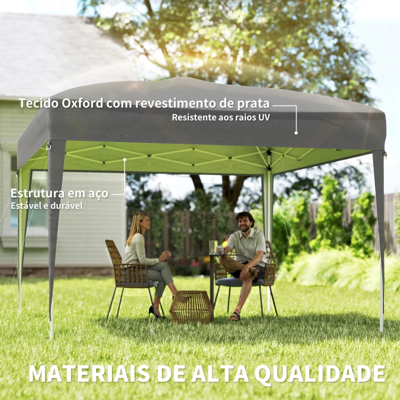 Outsunny Tenda Dobrável 3x3 m Tenda Pop-up de Jardim com Altura Ajustável e Saco de Transporte Tecido Oxford 210D Anti-UV Cinzento