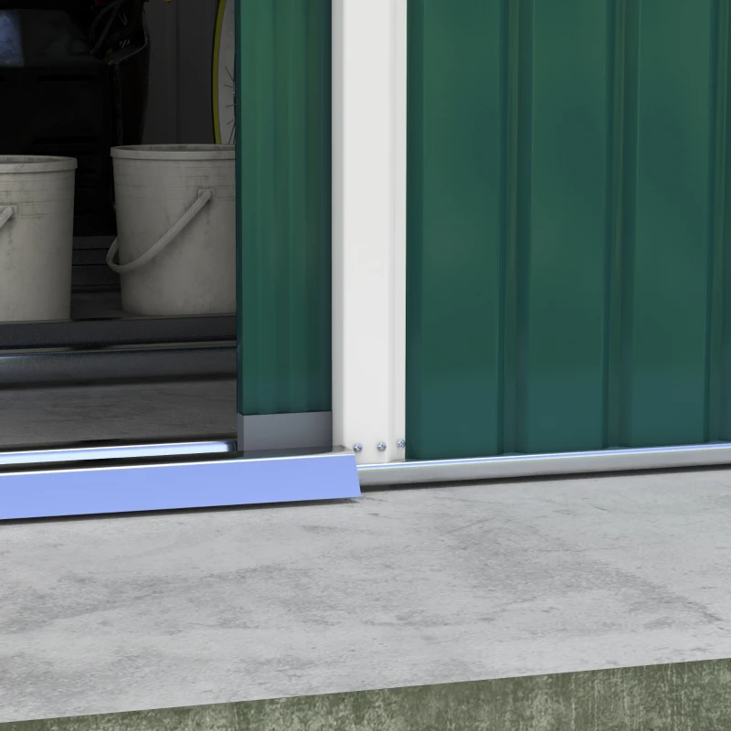 Outsunny 12.5ft Sliding Door Durable Steel Storage Shed with 4 Ventilation Outdoor, Green