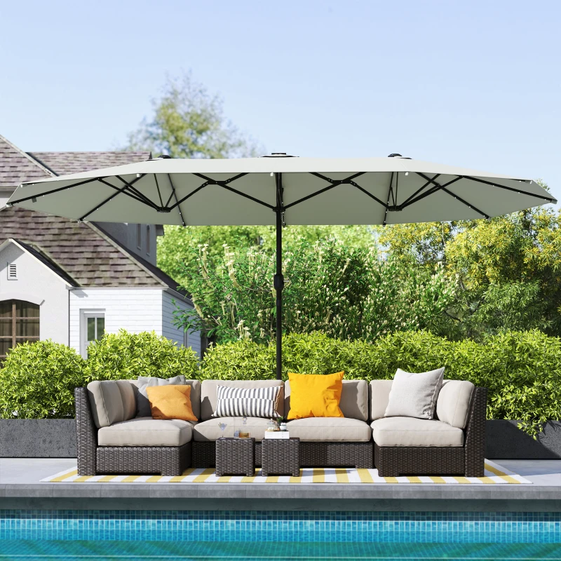 Outsunny Guarda-sol Oval Creme branco 440 x 256 cm