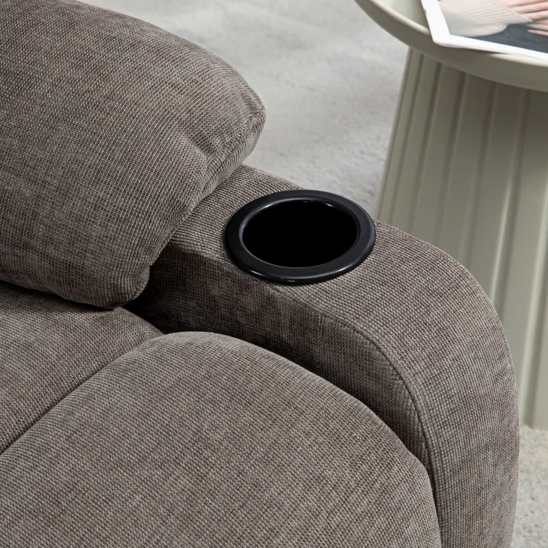 HOMCOM Poltrona Relax com Apoio para os Pés Poltrona Reclinável Giratória até 150 kg Estrutura em Aço 88x96x108 cm Castanho Claro