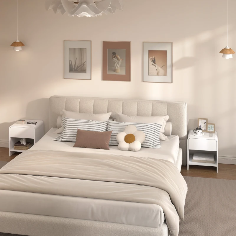 HOMCOM Conjunto de 2 mesas de cabeceira, mesa de apoio moderna com compartimento aberto e gaveta, 40 x 35 x 45 cm, branco