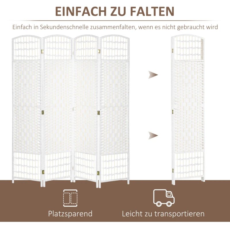 HOMCOM Paravent 4-teilig 160 x 170 cm Faltbar Raumteiler Trennwand aus Wellenfaser Trennwand für Wohnzimmer