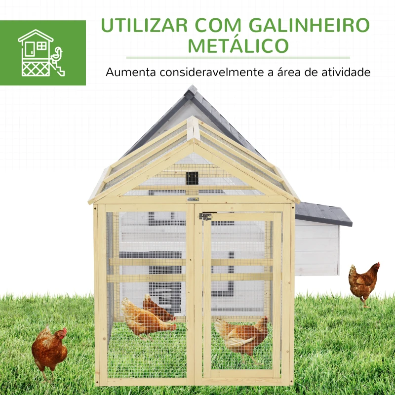 PawHut Galinheiro para Exterior 140x88,5x106 cm para 1-3 Galinhas com Estrutura de Madeira e 2 Portas com Fechadura Madeira Clara