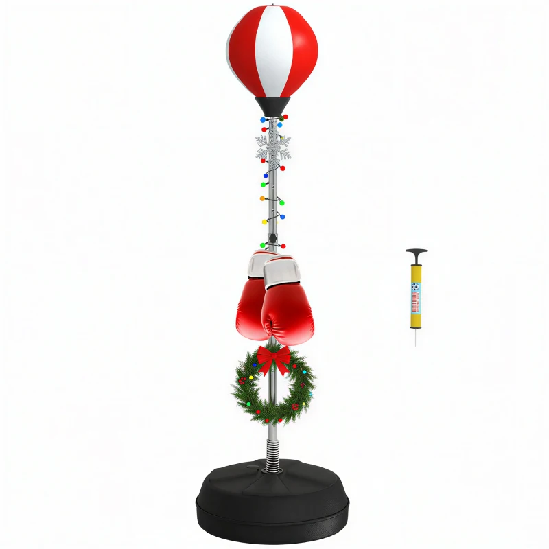 HOMCOM Saco de Pancadas em Pé Regulável 126-144 cm com Luvas, Bomba e Base de Lastro