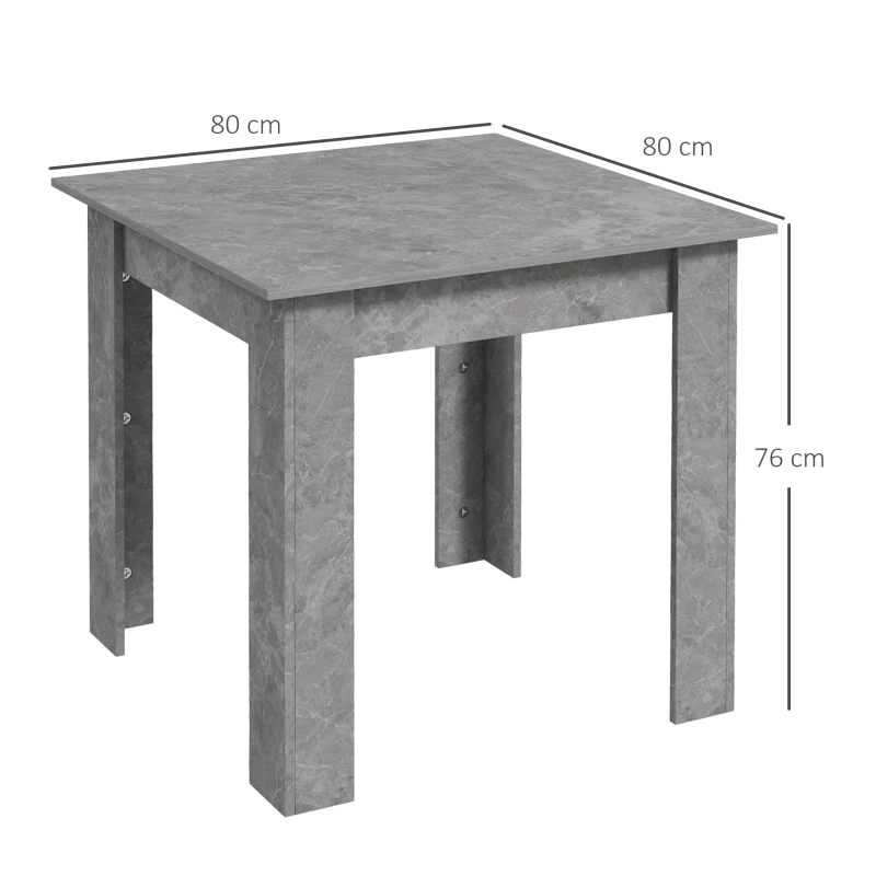 HOMCOM Square Dining Table, Modern Small Dining Table with Faux Cement Effect, Space Saving, Non-slip Foot Pads, Cement Grey