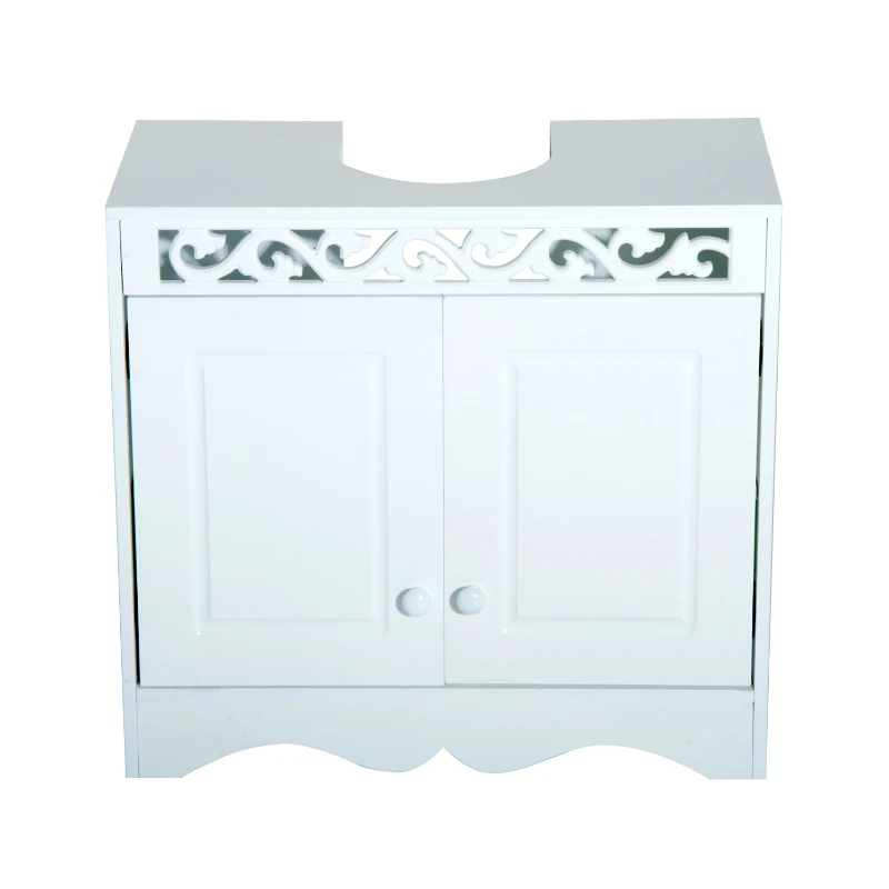 HOMCOM Bathroom Under Sink Storage Cabinet 2 Door Wooden Cupboard Vanity Units