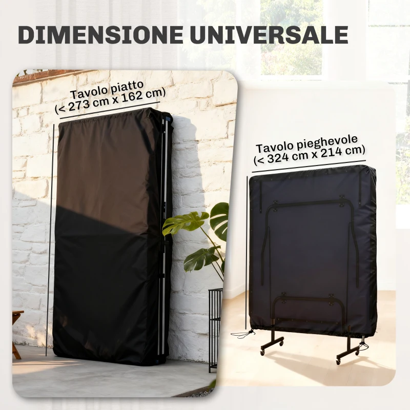 SPORTNOW Copertura Tavolo da Ping Pong 257x153x5 cm in Polietilene Nero con Fibbie e Cerniere incluse