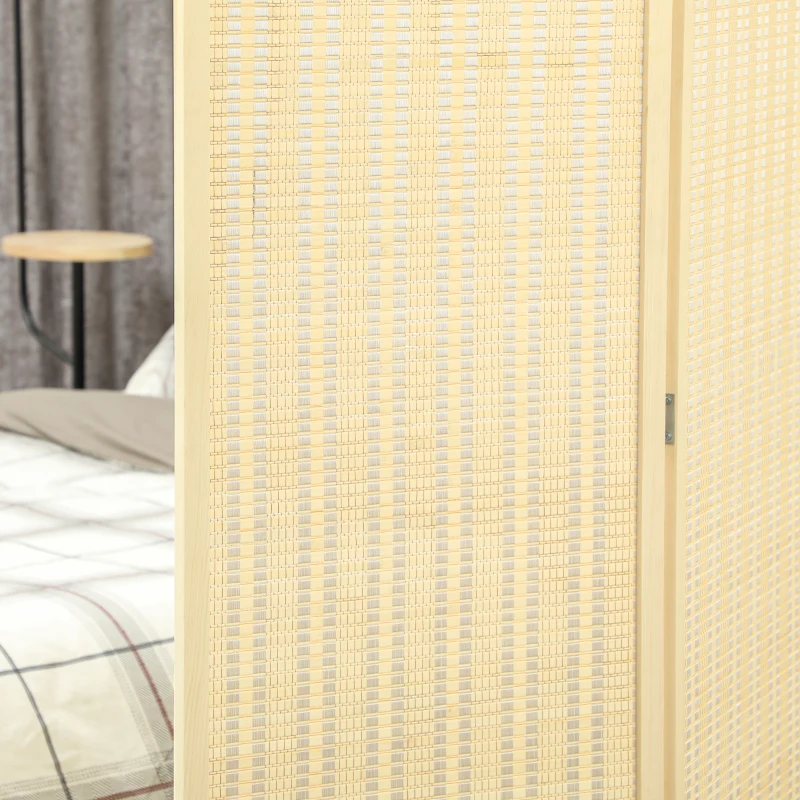 HOMCOM Biombo de madeira separador de ambiente divisória dobrável 3 painéis 135 x 180 cm madeira natural