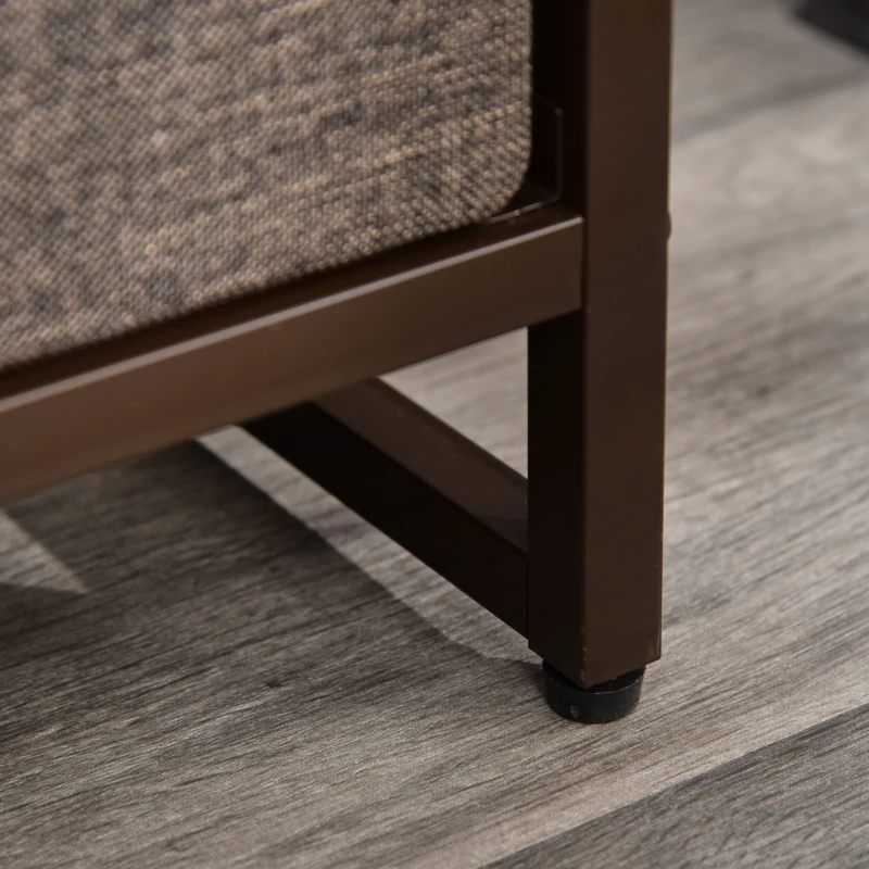 HOMCOM Commode Meuble de Rangement 5 tiroirs en Tissu 87,5 x 29 x 58 cm Marron et Beige