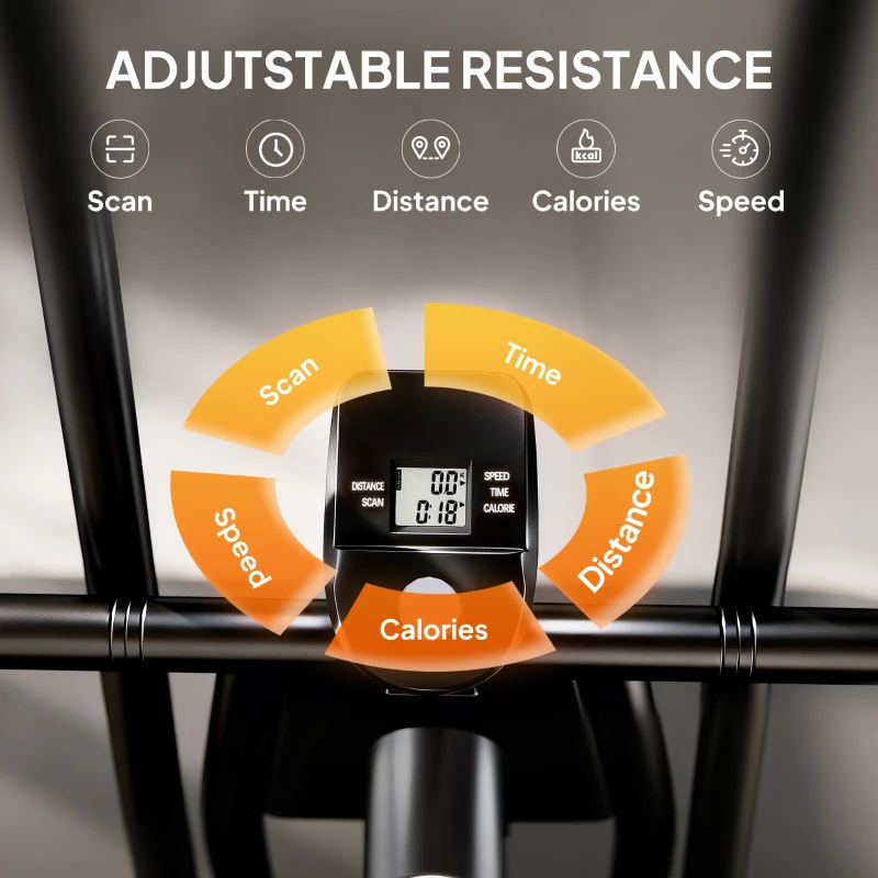 SPORTNOW Exercise Bike with Adjustable Seat, LCD Display for Home Gym