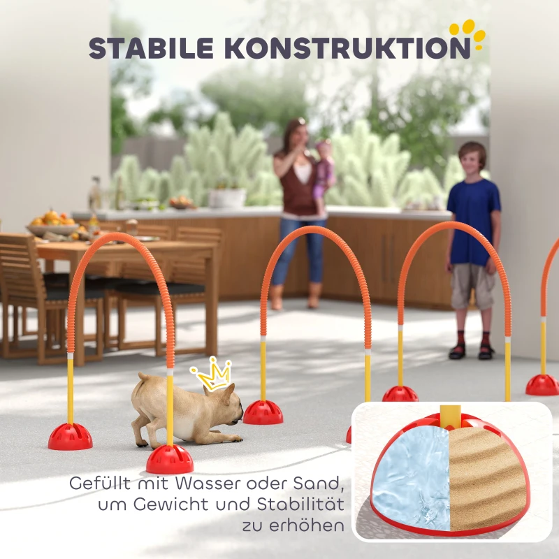 PawHut Behendigheidsset voor honden met 4 verstelbare deuren, draagtas, Geel en Oranje