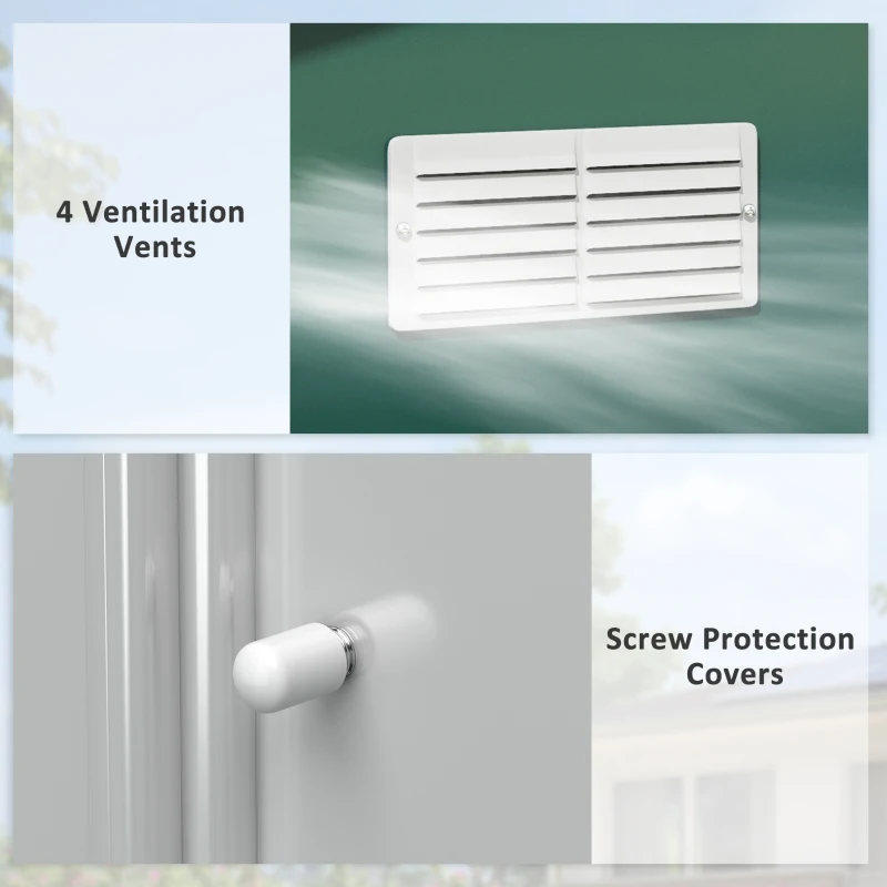 Outsunny 12.5ft Sliding Door Durable Steel Storage Shed with 4 Ventilation Outdoor, Green