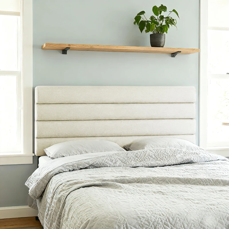 HOMCOM Cabeceira de Cama 140 cm Altura Ajustável em 3 Níveis 106/116/126 cm Estofada em Linho Bege