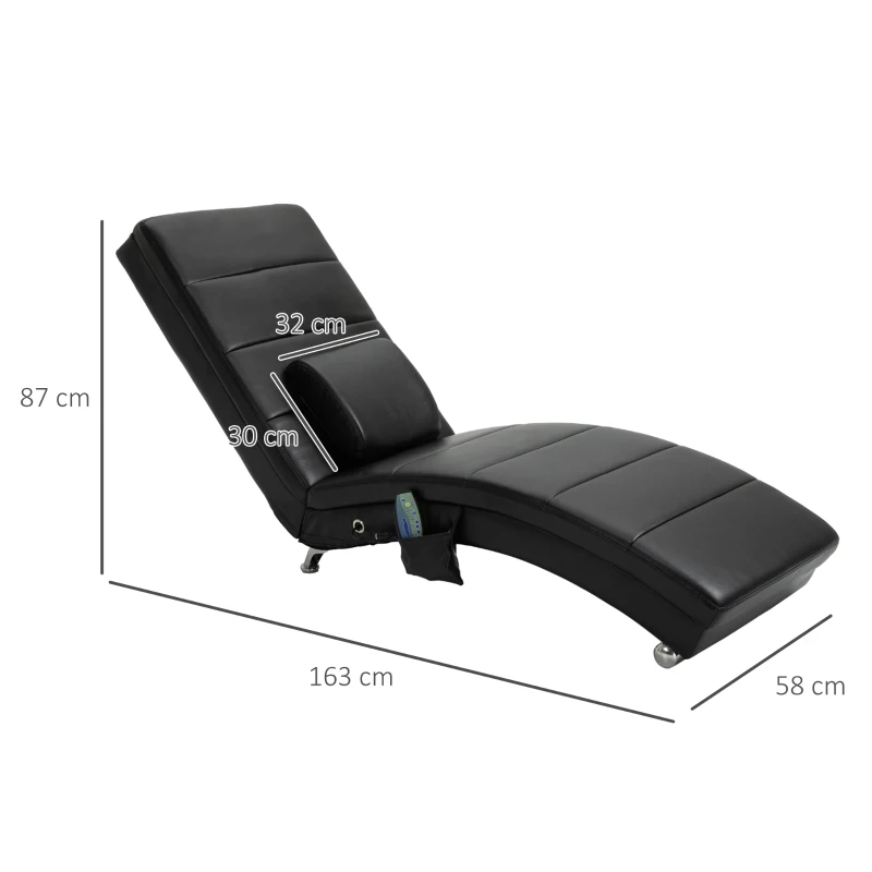 HOMCOM Poltrona Relax Elétrica para TV com 8 Pontos de Massagem, Função Reclinável e Design Zero-G, Poltrona de Massagem em Couro Sintético Preta para Sala de Estar