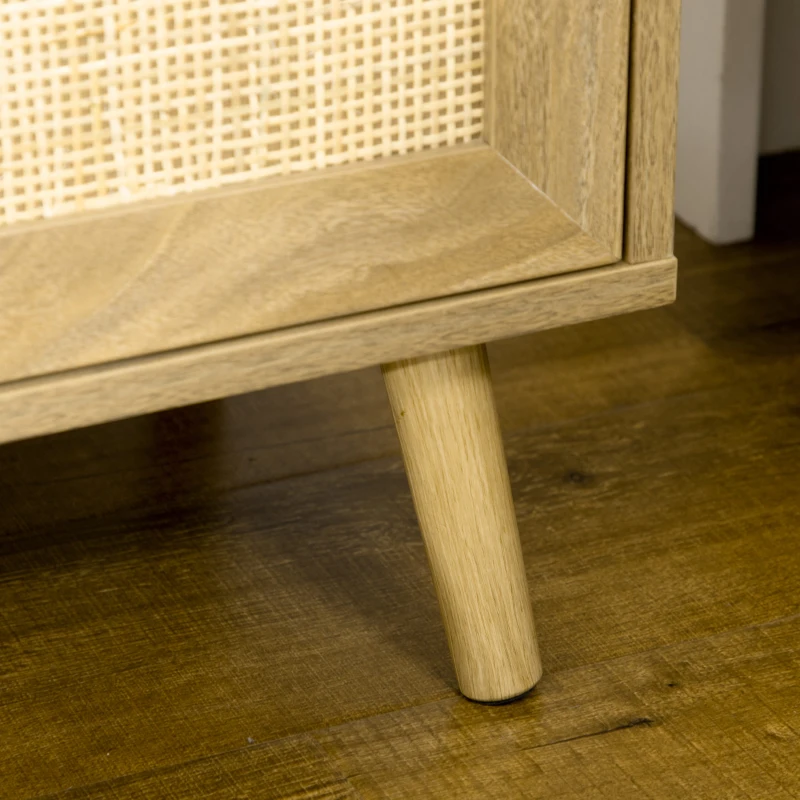 HOMCOM Mesita de Noche con Puerta de Rejilla Mesita Auxiliar para Dormitorio Salón Cama 39x35x60 cm Madera Natural