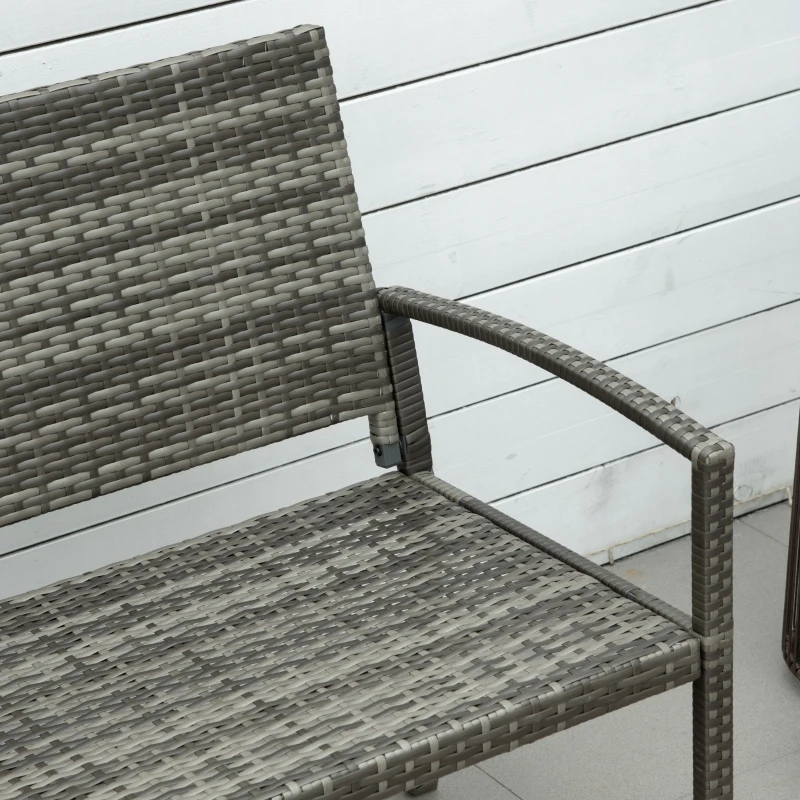 Outsunny Banco de jardim, em aparência de rattan, com estrutura de aço, para 2 pessoas, cinza, 122 x 60 x 85cm