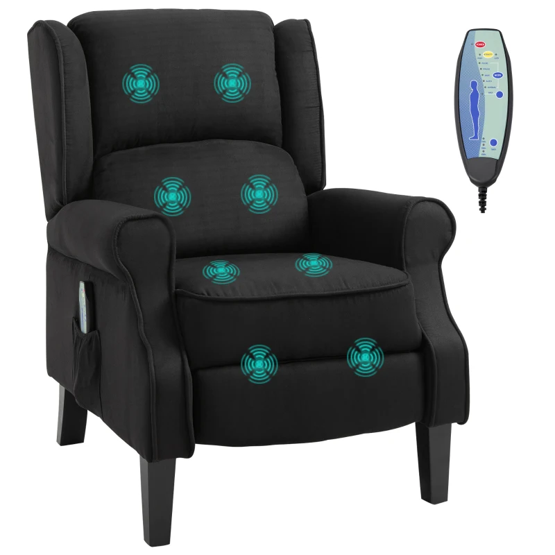 HOMCOM Poltrona Relax Massaggiante Reclinabile con Telecomando, 78x83x101cm, Nero