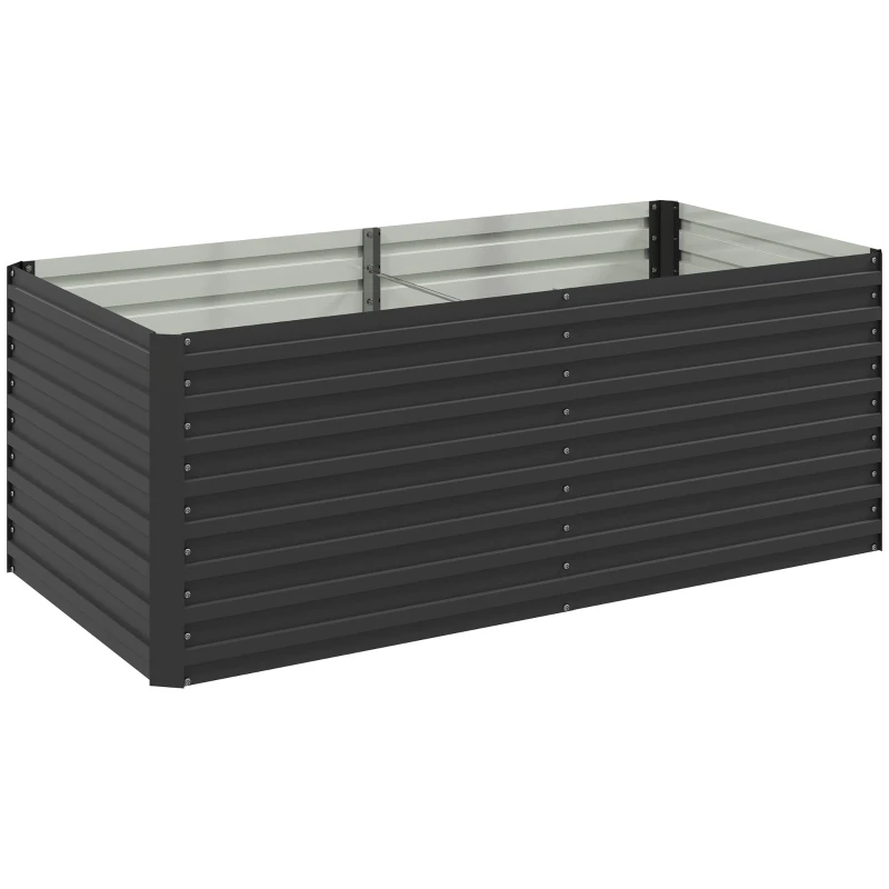 Outsunny Jardinière surélevée galvanisée rectangulaire pour l'extérieur - fond ouvert - 160 x 80 x 60 cm, gris
