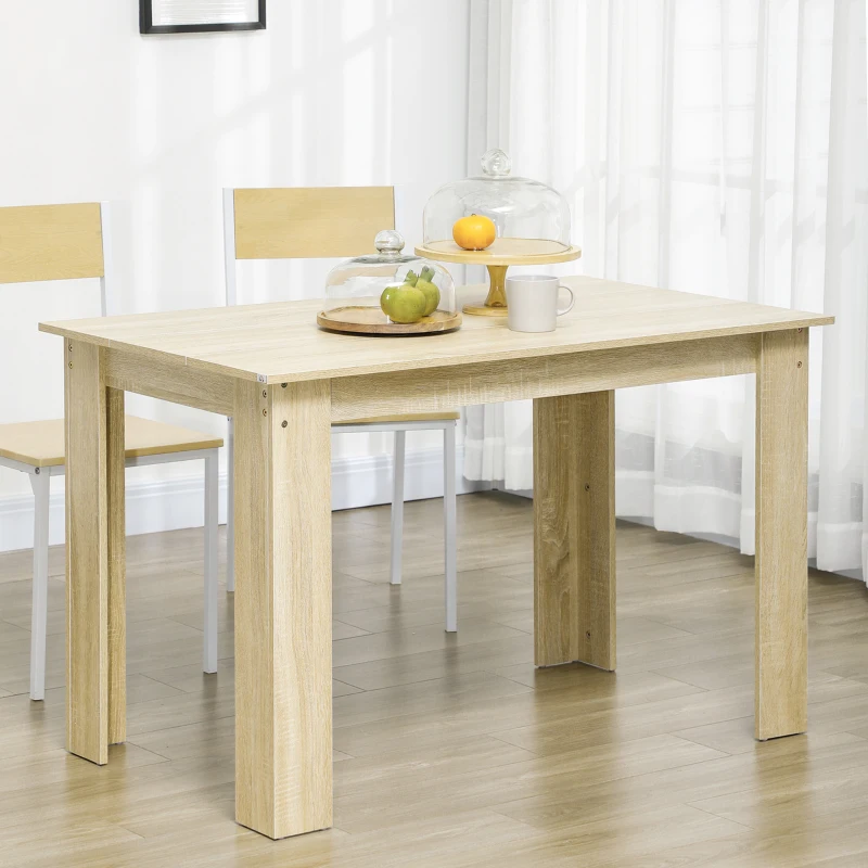 HOMCOM Table à manger table de cuisine design moderne avec grand plateau 2-4 personnes en bois dim. 120L x 69l x 75H cm chêne