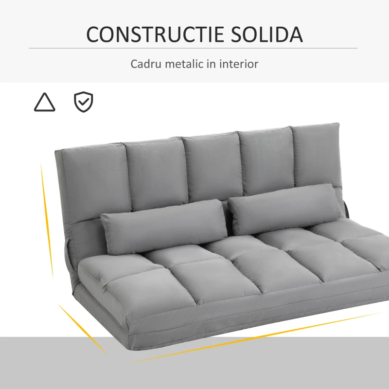 HOMCOM Canapea de Podea, Pliabila 130 cm, Perfect pentru Familie, Gri(m-7)