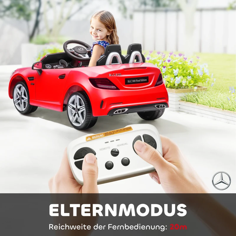 AIYAPLAY Kinder Elektrische Auto met LED-Koplampen, Veiligheidsgordel, Claxon, Muziek, 3-5 km/u, 3-6 Jaar, Rood(m-5)