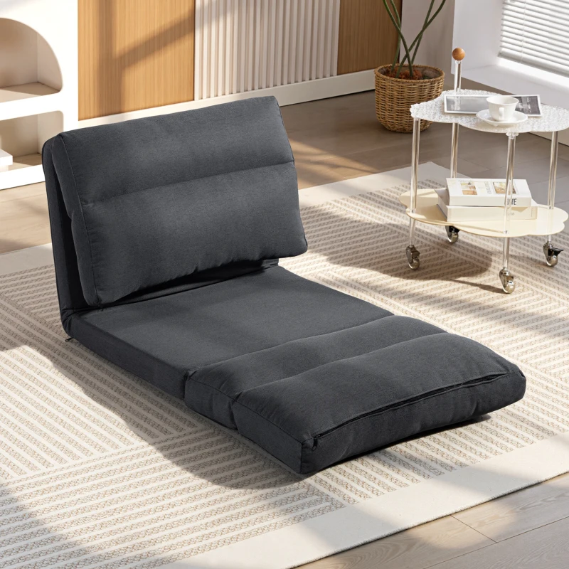 HOMCOM Zitzak met bedfunctie, kantelbare rugleuning, opvouwbaar, tot 120 kg, 70 x 72 x 56 cm, Donkergrijs(m-10)