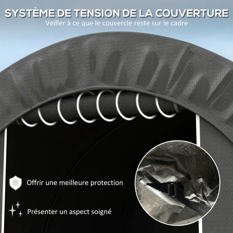 Outsunny Abri de jardin tente de rangement extérieur abri de vélo garage pour vélo bâche en PE métal 2,4 x 1,8 x 1,9 m gris foncé