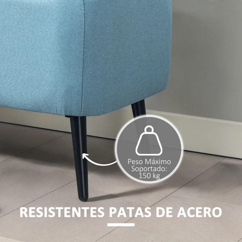 HOMCOM Banco de Almacenaje con Tapa Abatible y Patas de Acero para Dormitorio Salón Entrada 101x38,5x44,5 cm Azul Claro
