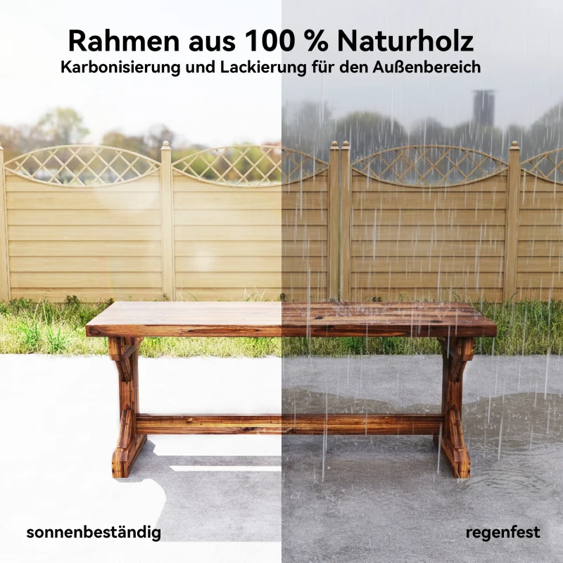 Outsunny 2-Sitzer Gartenbank wetterfest Sitzbank aus Holz Parkbank mit X-Basis  240kg Belastbar 114 x 40 x 46 cm Verkohlt