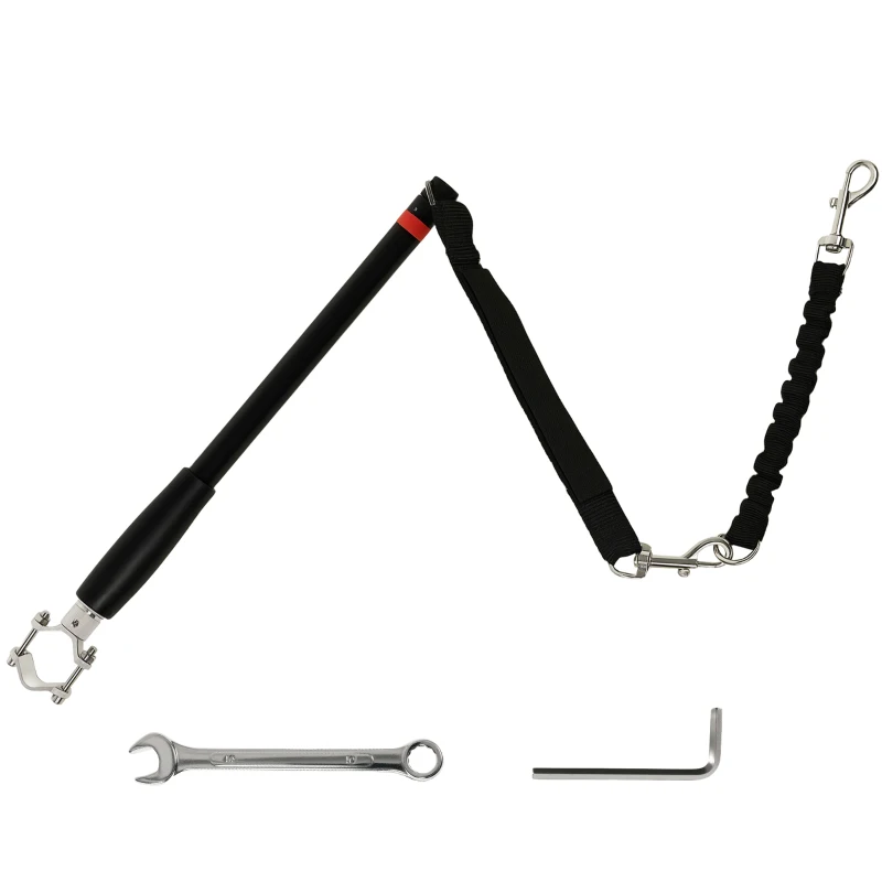 PawHut Laisse pour chien pour vélo 124 cm, laisse d'exercice chien, facile à installer et amovible, acier et polyester, noir