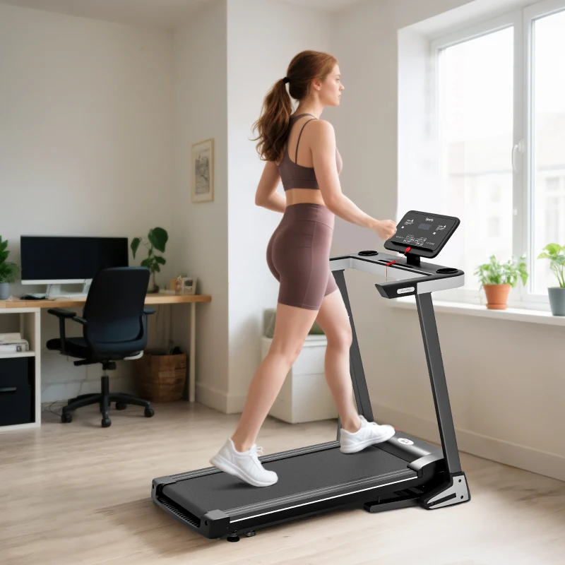 HOMCOM Motorised Folding Treadmill with 500W & LED Screen for Home, Black