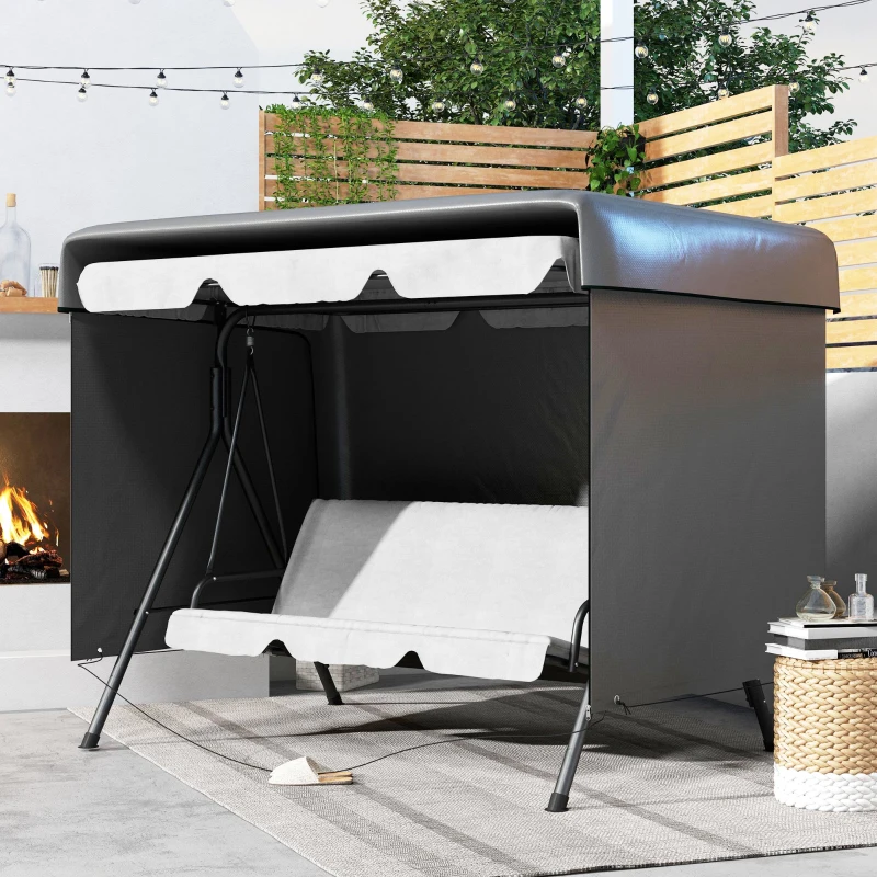 Outsunny Housse de protection pour balancelle de jardin 3 places, toile PE imperméable, anti-poussière, 215x155x150cm, gris foncé