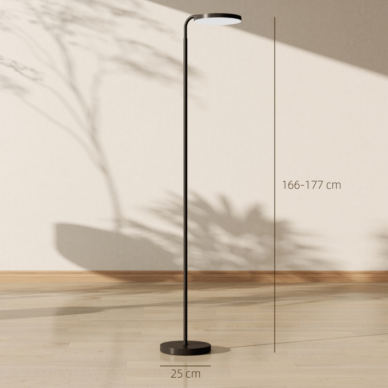 HOMCOM Lampadaire LED, lampe sur pied à intensité variable, tête rotative 350 °, télécommande magnétique, 41x25x177cm, noir