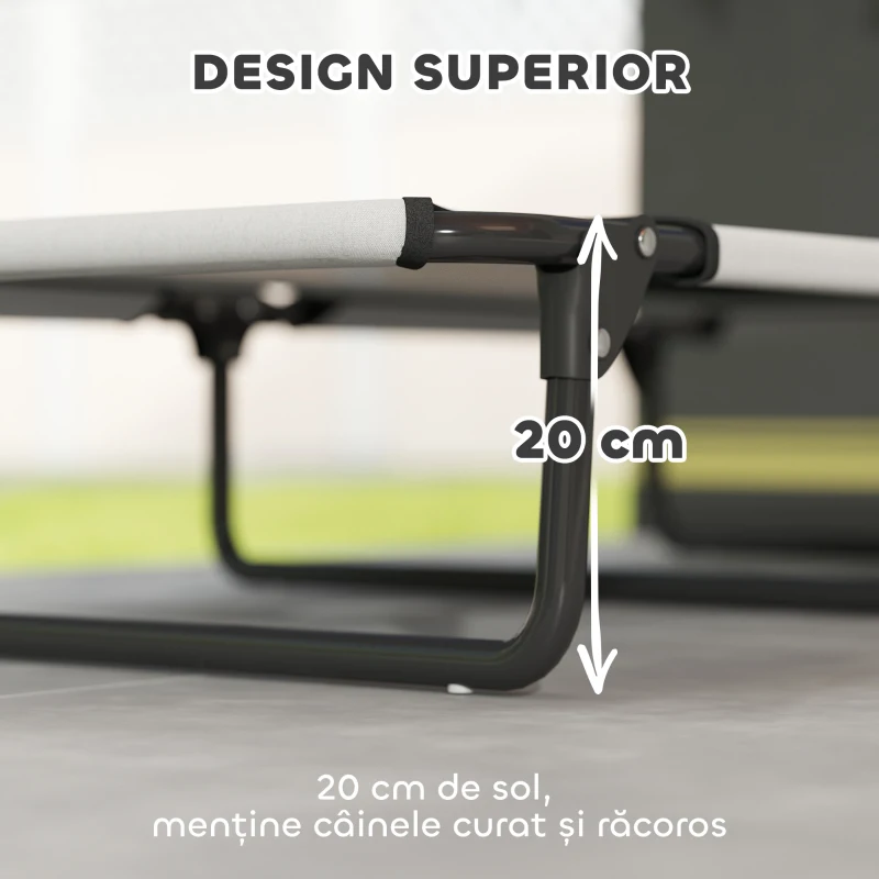 PawHut Pat Pliabil pentru Câini Mari cu Țesătură Tip Plasă, 107x61x20 cm, Gri