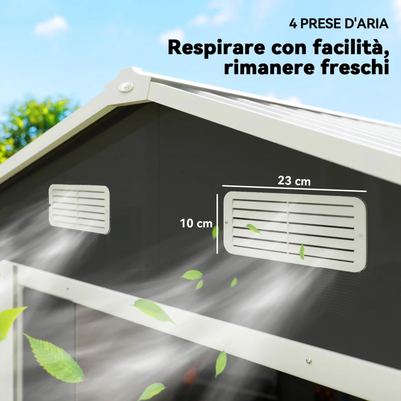 Outsunny Casetta porta Attrezzi con Porte Scorrevoli e 4 Prese d'Aria, in Acciaio e PP 196x236x208 cm, Grigio Scuro