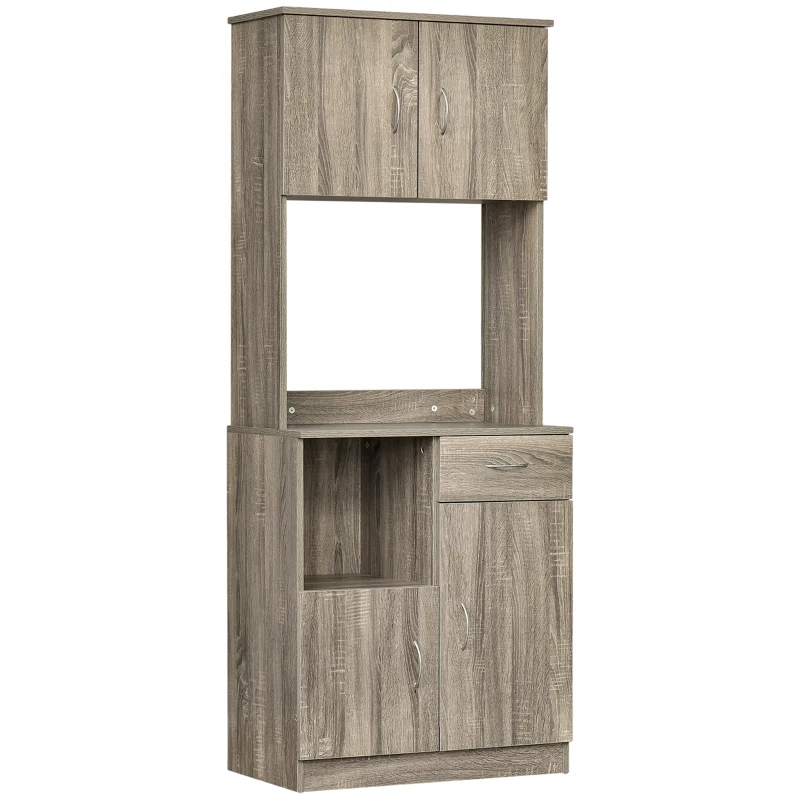 HOMCOM Credenza Moderna per Cucina o Sala da Pranzo, Mobile Buffet con Armadietti e Cassetti in Legno, Grigio, 71x41x178cm